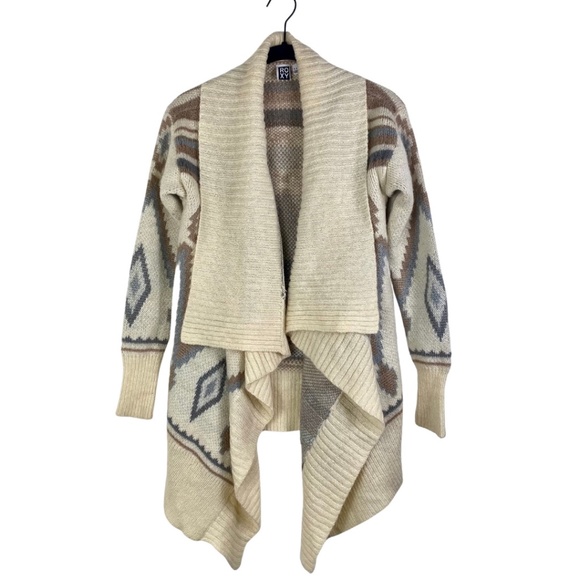 Roxy Patterned Bohemian Knit Open Front Cardigan - Picture 1 of 5